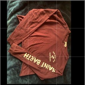 MAROON CROP LONG SLEEVE TEE